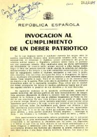 República española. Invocación al cumplimiento de un deber patriótico