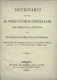 Diccionario manual de voces técnicas castellanas de Bellas Artes