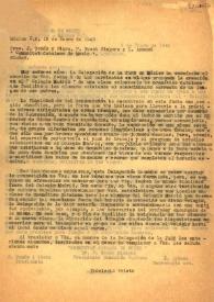 Carta de Indalecio Prieto a J. Tomás i Piera, P. Bosch Gimpera y L. Aymamí. México, 13 de enero 1942
