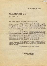 Carta de Fernando Valera a Manuel Suárez. México D. F., 14 de junio de 1945