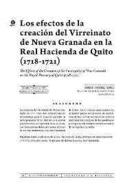 Los efectos de la creación del Virreinato de Nueva Granada en la Real Hacienda de Quito (1718-1721)
