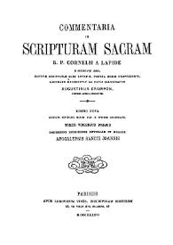 Commentaria in Scripturam Sacram R. P. Cornelii a Lapide... Tomus vigesimus primus... Apocalypsis Sancti Joannis