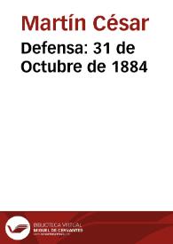 Defensa: 31 de Octubre de 1884
