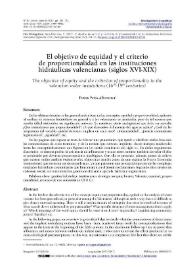 El objetivo de equidad y el criterio de proporcionalidad en las instituciones hidráulicas valencianas (siglos XVI-XIX)