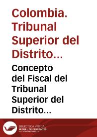 Concepto del Fiscal del Tribunal Superior del Distrito Judicial de Cundinamarca: en el asunto sobre Aguas del Fucha