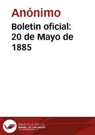 Boletin oficial: 20 de Mayo de 1885