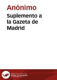 Suplemento a la Gazeta de Madrid