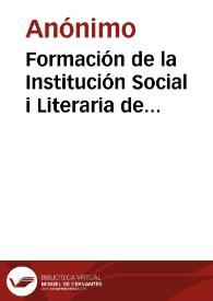 Formación de la Institución Social i Literaria de Bogotá