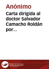 Carta dirigida al doctor Salvador Camacho Roldán por algunos casanareños
