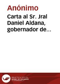 Carta al Sr. Jral Daniel Aldana, gobernador de Cundinamarca