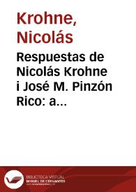 Respuestas de Nicolás Krohne i José M. Pinzón Rico: a un folleto suscrito por el señor Agapito Silva, en relación a la sentencia de primaria instancia en el juicio de concurso de acreedores del finado señor Antonio Lerchundi