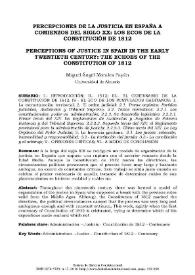 Percepciones de la justicia en España a comienzos del siglo XX: los ecos de la Constitución de 1812