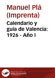Calendario y guía de Valencia: 1926 - Año I