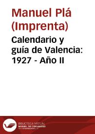 Calendario y guía de Valencia: 1927 -  Año II