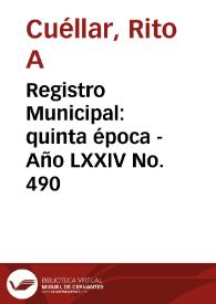 Registro Municipal: quinta época - Año LXXIV No. 490