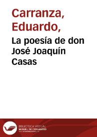 La poesía de don José Joaquín Casas