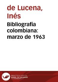 Bibliografía colombiana: marzo de 1963