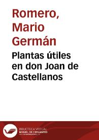 Plantas útiles en don Joan de Castellanos