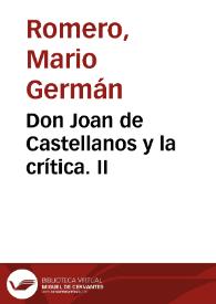 Don Joan de Castellanos y la crítica. II
