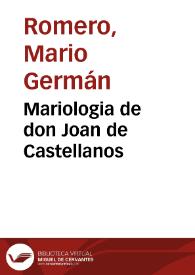 Mariologia de don Joan de Castellanos