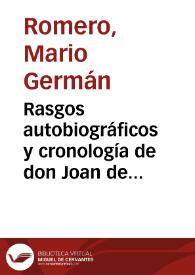Rasgos autobiográficos y cronología de don Joan de Castellanos