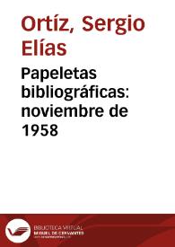 Papeletas bibliográficas: noviembre de 1958