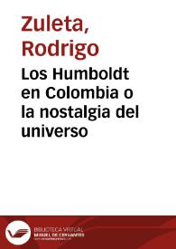 Los Humboldt en Colombia o la nostalgia del universo