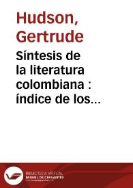 Síntesis de la literatura colombiana : índice de los autores y sus obras representativas (1566-1966)