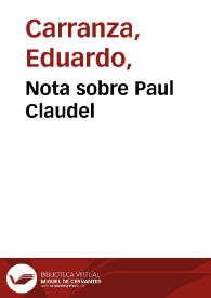 Nota sobre Paul Claudel