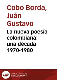 La nueva poesía colombiana: una década 1970-1980