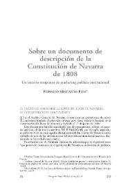 Sobre un documento de descripción de la Constitución de Navarra de 1808: un intento temprano de marketing político-institucional