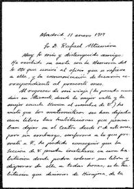 Carta de T. Navarro Tomás a Rafael Altamira. Madrid, 11 de enero de 1917