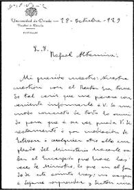 Carta de José María Ots a Rafael Altamira. Oviedo, 28 de octubre de 1923