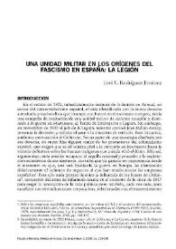 Una unidad militar en los orígenes del fascismo en España: la Legión 