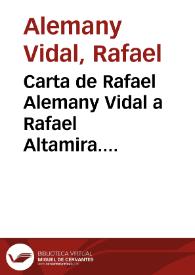Carta de Rafael Alemany Vidal a Rafael Altamira. Alicante, 23 de octubre de 1910