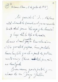 Carta de Jorge Guillén a Camilo José Cela. Orleans, 8 de julio de 1963
