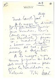 Carta de Max Aub a Camilo José Cela. México, 26 de septiembre de 1971
