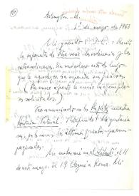 Carta de Jorge Guillén a Camilo José Cela. Arlington, 1 de mayo de 1968
