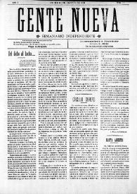 Gente Nueva : Semanario independiente (Elche)

. Año I, núm. 11, 30 de agosto de 1903