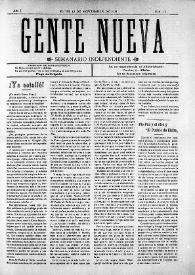 Gente Nueva : Semanario independiente (Elche)

. Año I, núm. 13, 13 de septiembre de 1903