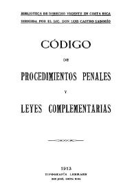 Código de procedimientos penales y leyes complementarias