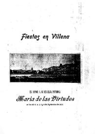 Programa Anunciador de Fiestas en Villena. 5 al 9 de septiembre de 1903