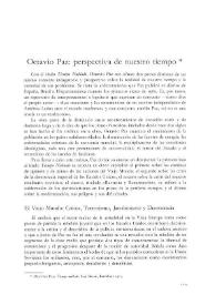 Octavio Paz: perspectiva de nuestro tiempo