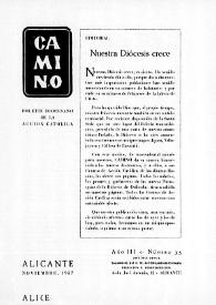 Camino: Boletín del Consejo Diocesano de los Hombres de Acción Católica. Núm. 35, noviembre de 1957