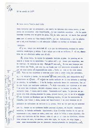 Carta de María Zambrano a Camilo José Cela. 26 de abril de 1970
