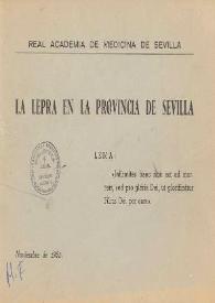 La lepra en la provincia de Sevilla