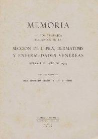 Memoria de los trabajos realizados en la sección de lepra, dermatosis y enfermedades venéreas durante el año de 1959
