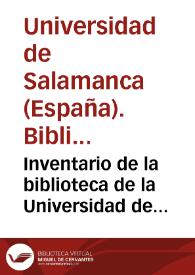 Inventario de la biblioteca de la Universidad de Salamanca (1610) (Ms. 25)