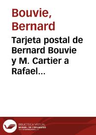 Tarjeta postal de Bernard Bouvie y M. Cartier a Rafael Altamira. Ginebra, 13 de febrero de 1911