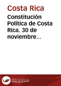 Constitución Política de Costa Rica. 30 de noviembre de 1848